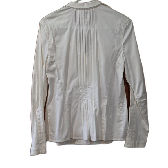Vintage Eye White Pleated Ruffle Collared Long Sleeve Button Down Shirt Top 10 - Picture 8 of 14
